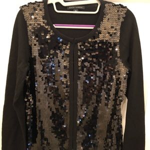 Black sequin dressy sweater- Banana Republic merino wool - perfect like new